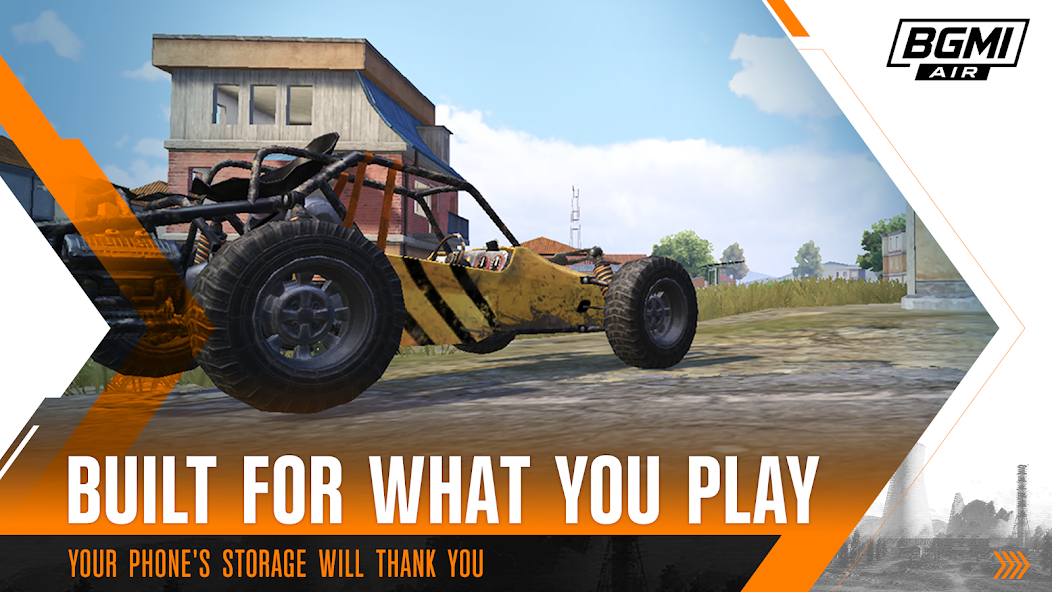 BGMI Air gameplay screenshot of a dune buggy on a dirt road — Battlegrounds Mobile India Air, built for what you play