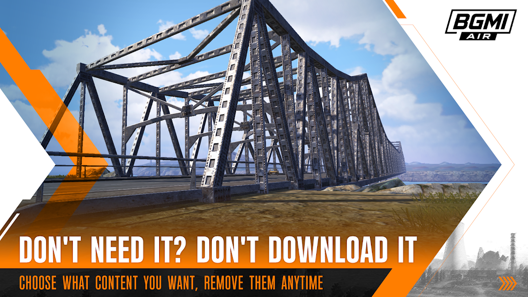 BGMI Air screenshot of a steel bridge with the line Don't need it? Don't download it
